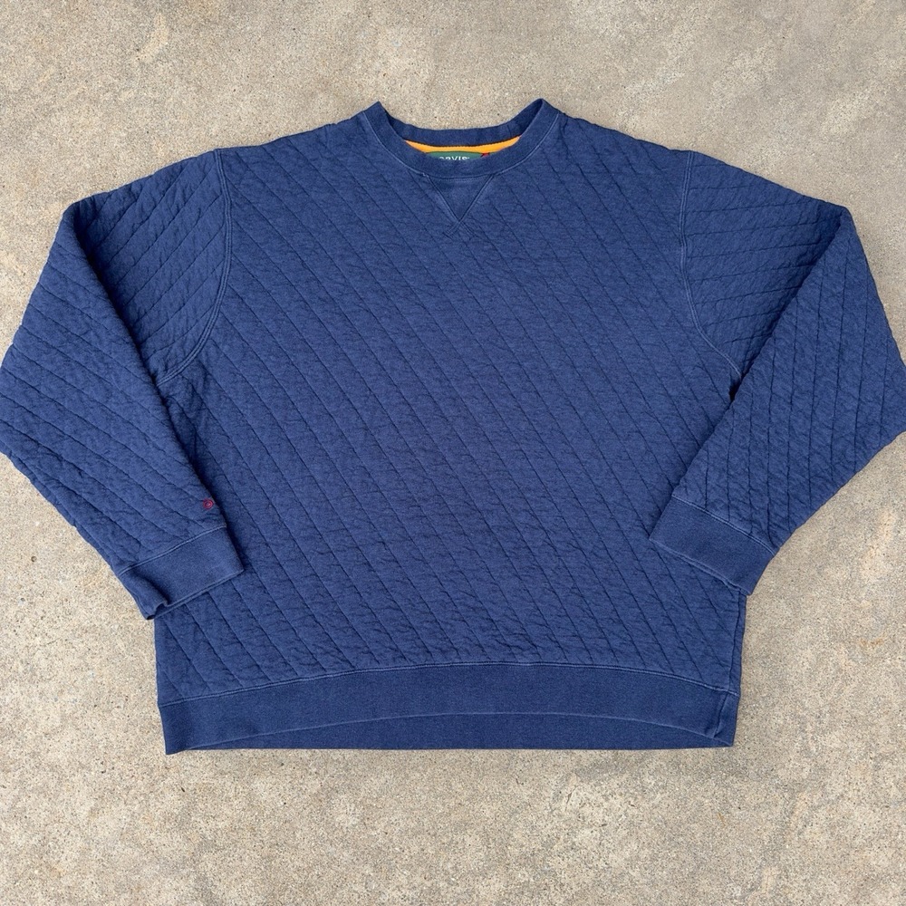 ORVIS Quilted Pullover Sweatshirt Men's Size 2XL Navy Blue Casual Outerwear